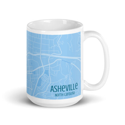 Personalized Custom Ceramic City Map Mug - Blue Scheme - Asheville, NC or Your City - 15oz
